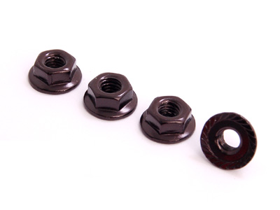 4mm Aluminum Lock Nut (4 pcs Black) - Click Image to Close