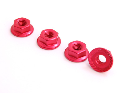 4mm Aluminum Lock Nut (4 pcs Red) - Click Image to Close